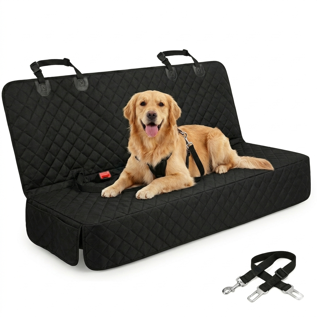 CozyCruiser™Pet Car Rear Seat Protector Mat Pet With Dog Seat Belt